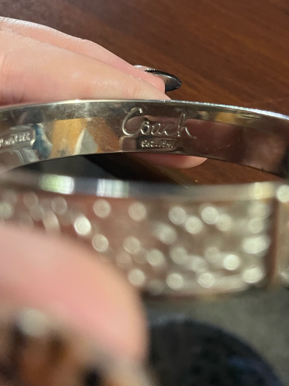 Coach Silver-Tone Men Engraved Logo Cuff